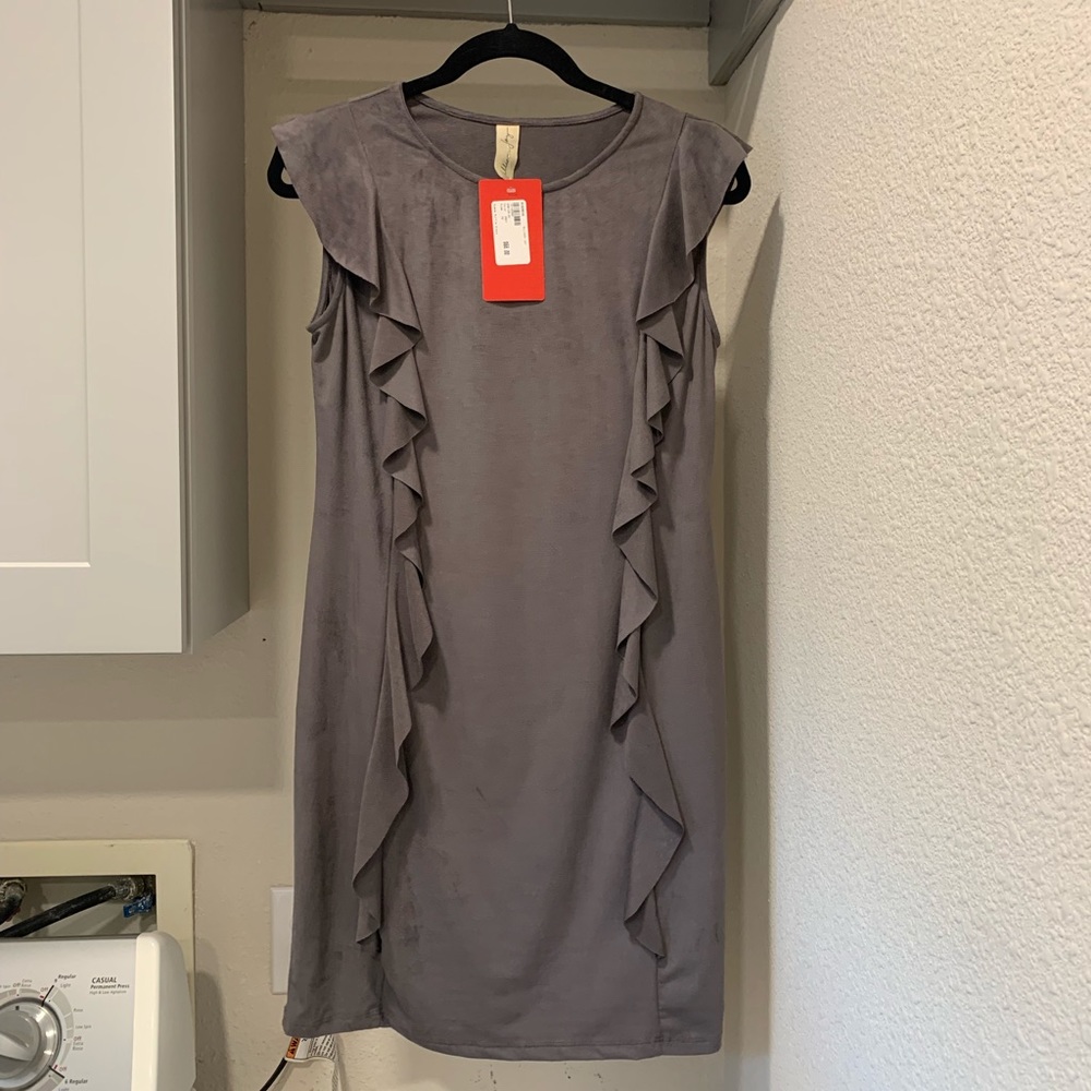 NWT Allison Joy by EVEREVE Suede Ruffle Dress size XS